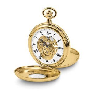 Charles Hubert Gold Finish Double Cover Open Window Pocket Watch